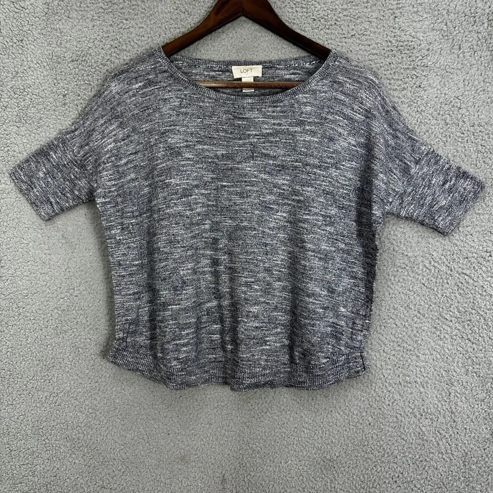 Ann Taylor LOFT top womens small gray heathered dolman sleeve cropped‎ basic